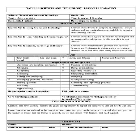 Natural sciences and technology  lesson preparatio2