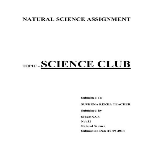 Natural science assignment