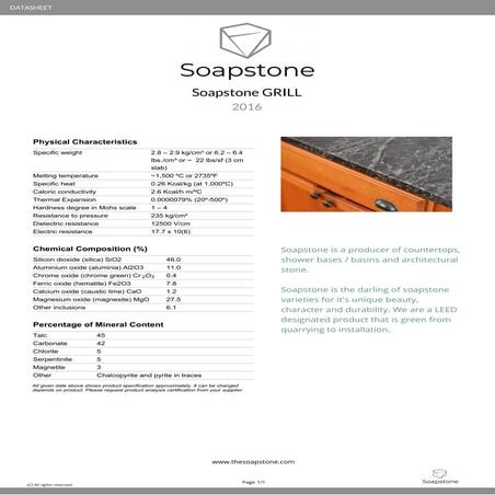 Natural Stone Datasheet Template