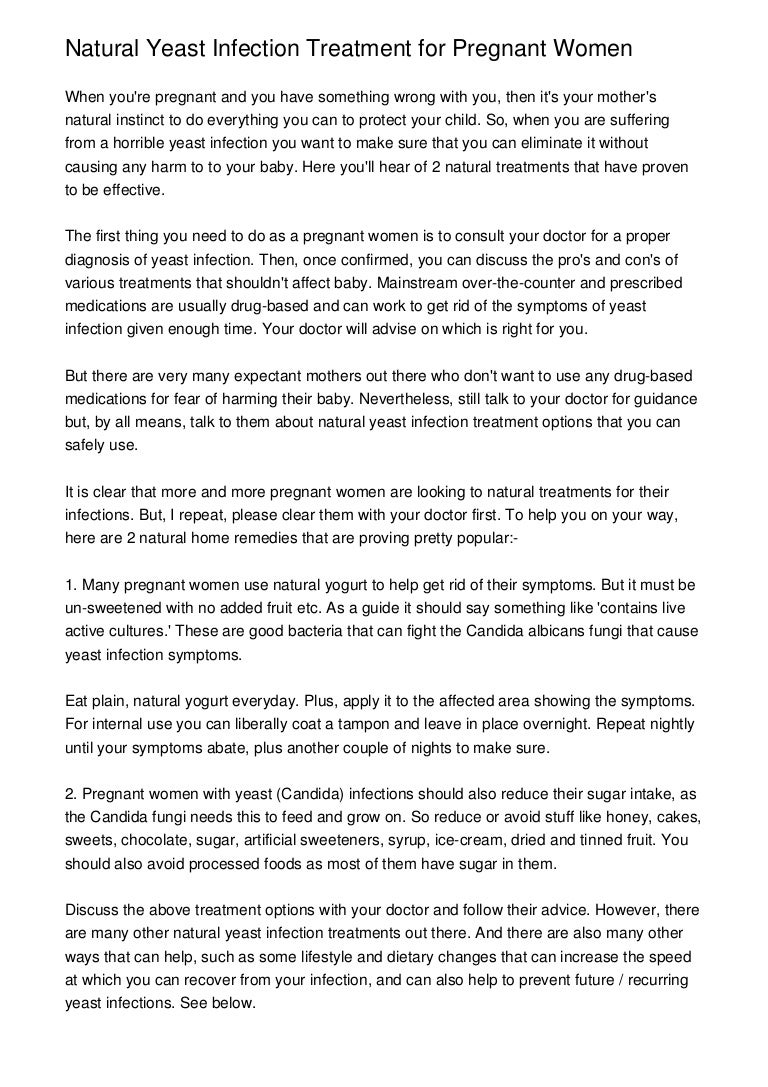 Natural Yeast Infection Treatment for Pregnant Women