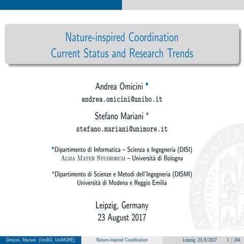 Nature-inspired Coordination: Current Status and Research Trends