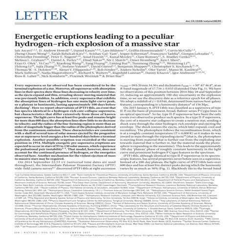 Energetic eruptions leading to a peculiar  hydrogen-rich explosion of a massi...