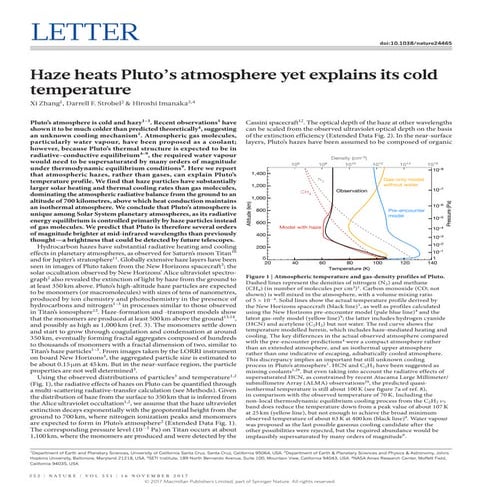 Haze heats Pluto’s atmosphere yet explains its cold temperature
