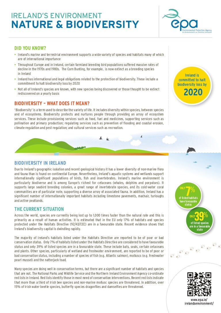 Nature and Biodiversity EPA Ireland Factsheet