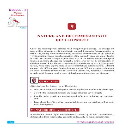 Nature and determinants of development