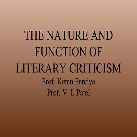 Nature and function of literary criticism
