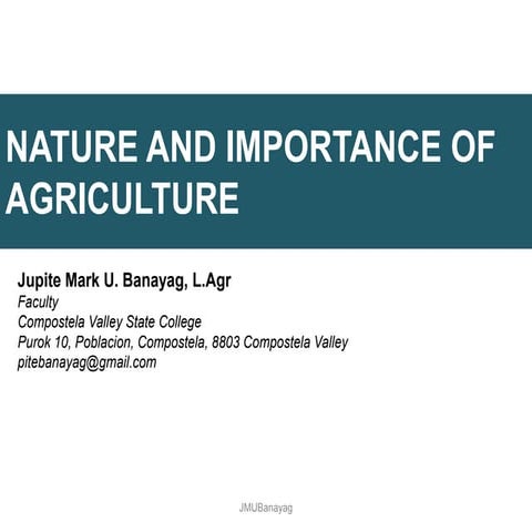 Nature and Importance of Agriculture