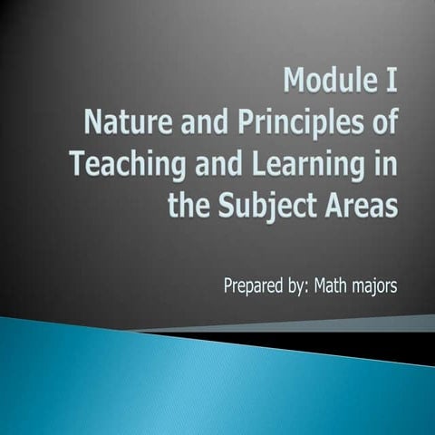 Nature and principles of teaching and learning math