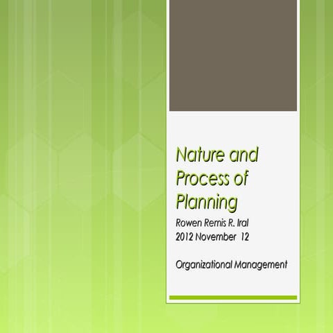 Nature and process of planning