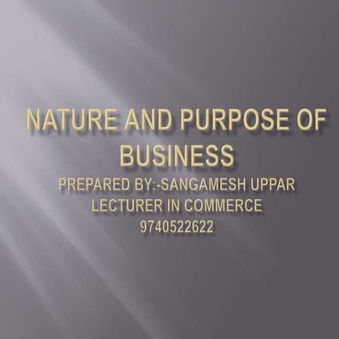 Nature and purpose of business