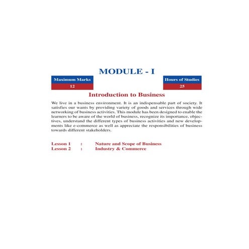 Nature and scope of business