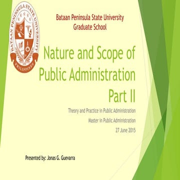 Scope and Colonial Influences of Public Administration