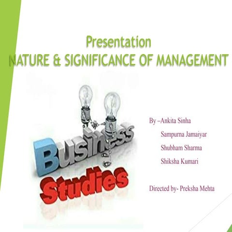 Nature and significance of management