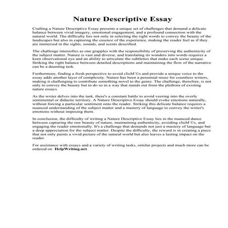 Nature Descriptive Essay. Descriptive Paragraph  descriptive paragraph คือ - ...