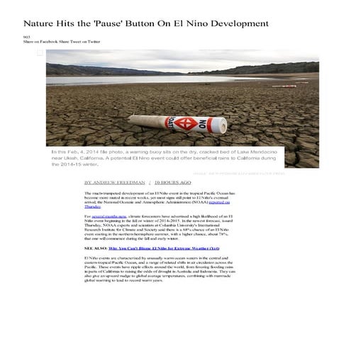 Nature hits the 'pause' ... on el nino development