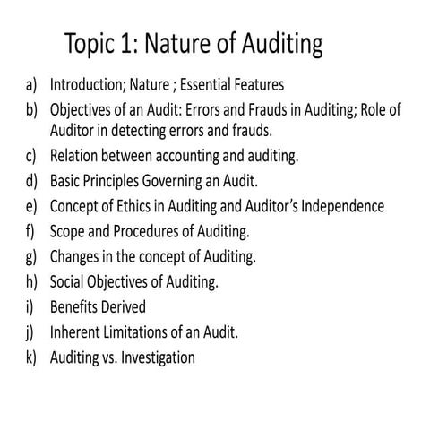 Nature of auditing and few important concepts