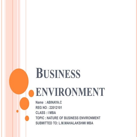 NATURE OF BUSINESS ENVIRONMENT 