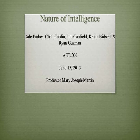 Nature of Intelligence