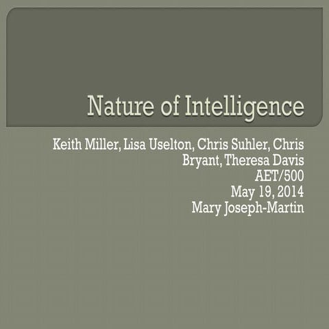 Nature of Intelligence Final