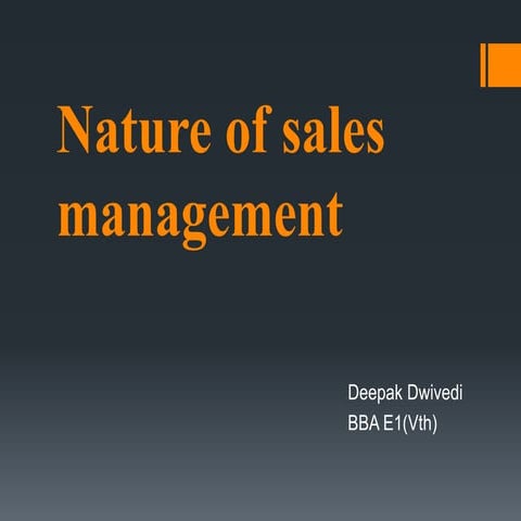 Nature of sales management