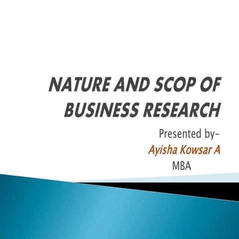 Nature & scope of business research