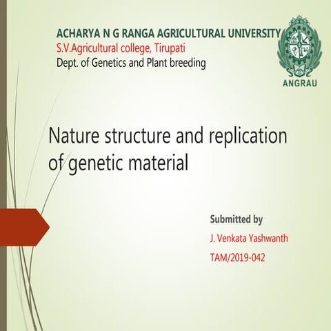 Nature structure and replication of genetic material