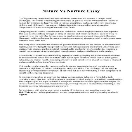 Nature Vs Nurture Essay. Carteret Community College