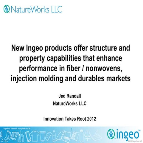 New High Performance Ingeo Grades from NatureWorks | PDF
