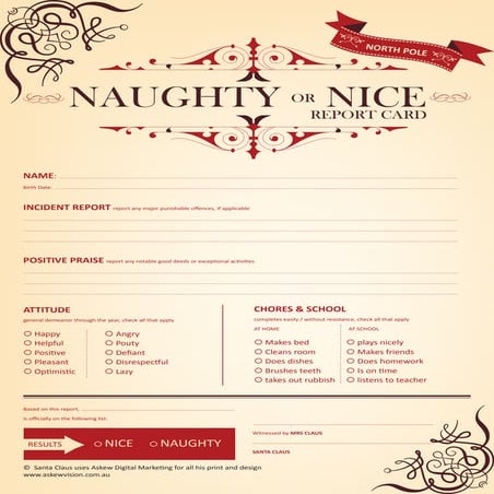 Naughty or Nice Report Card | PDF
