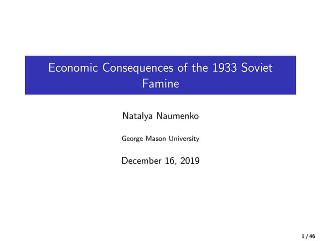 Economic Consequences of the 1933 Soviet Famine 