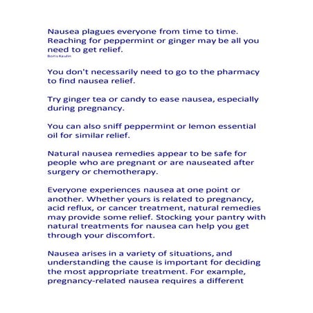 Nausea plagues everyone from time to time