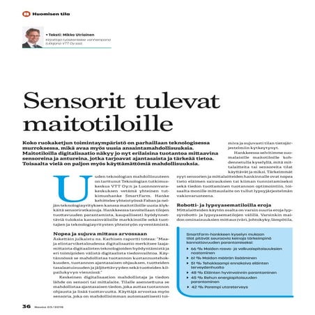 Sensorit tulevat maitotiloille/ Nauta-lehti 03/19