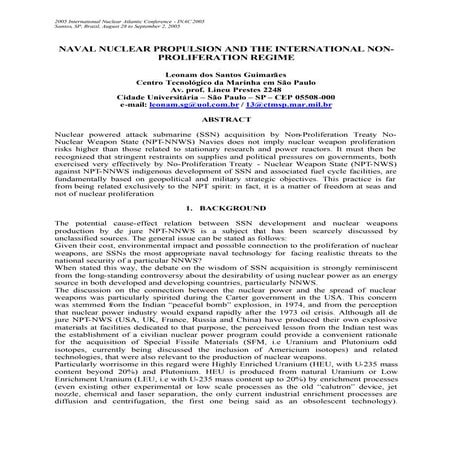 NAVAL NUCLEAR PROPULSION AND THE INTERNATIONAL NONPROLIFERATION REGIME ...