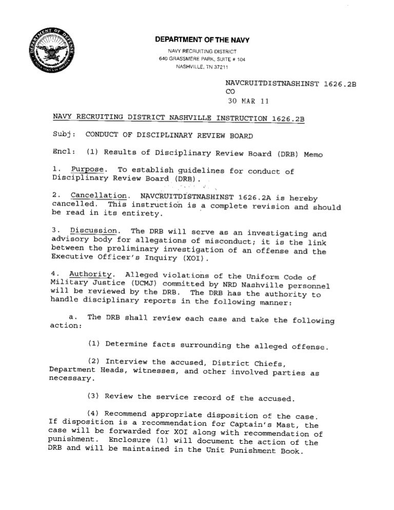 Navcruitdistnash 1626.2 b conduct of disciplinary review board4_5_20…