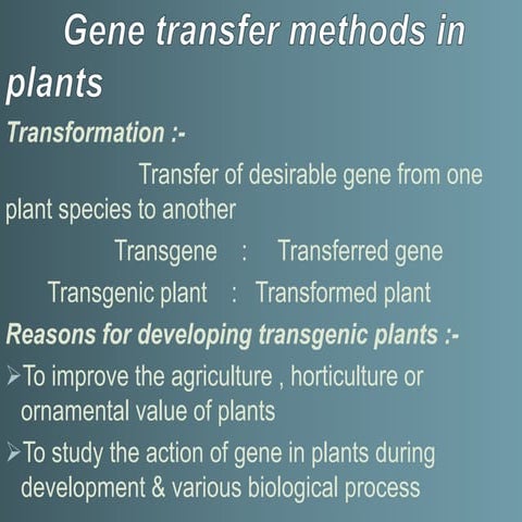 Direct Gene Transfer method (gene gun method). | PPTX