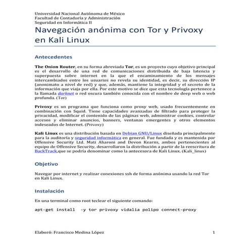 Navegación web anónima con tor y privoxy en kali linux