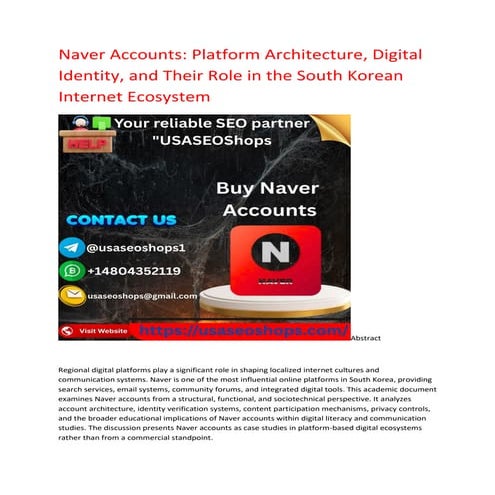 Secure Naver Accounts Available for Instant Purchase and Delivery | PDF