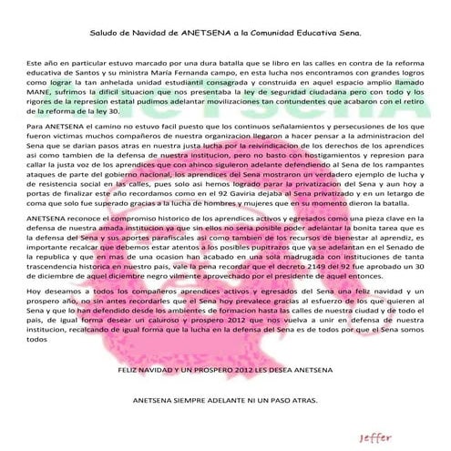 Feliz Navidad les Desea Anetsena 