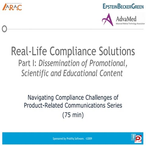 Real-Life Compliance Solutions: Part I
