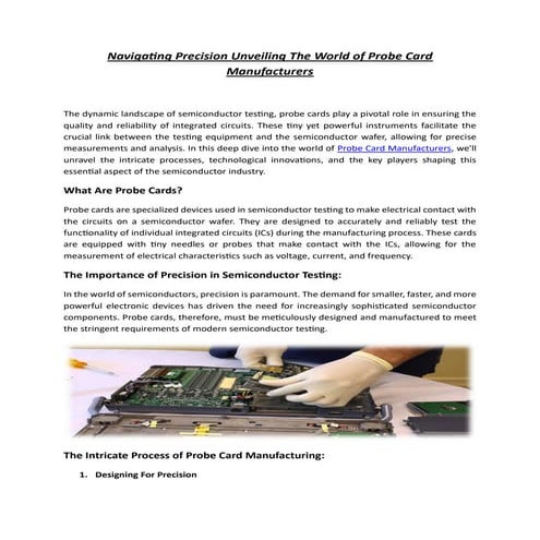Probe Card Manufacturing Unveiling The Technology Behind Semiconductor ...