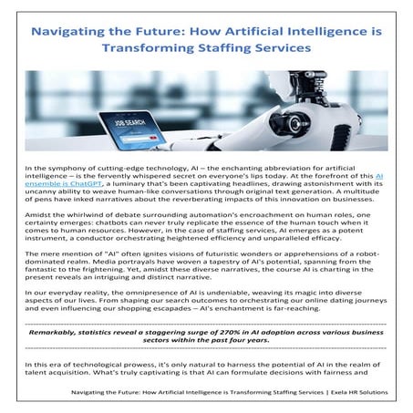 Navigating the Future: How Artificial Intelligence is Transforming Staffing S...