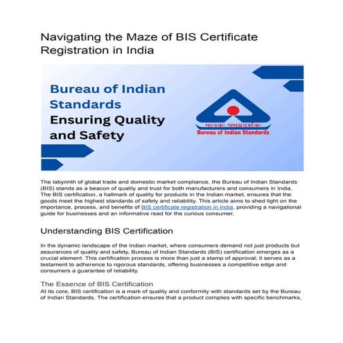 Navigating the Maze of BIS Certificate Registration in India.pdf