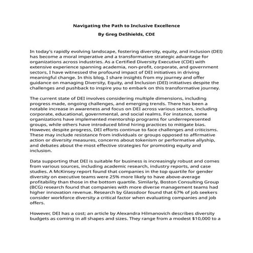 Navigating the Path to Inclusive Excellence