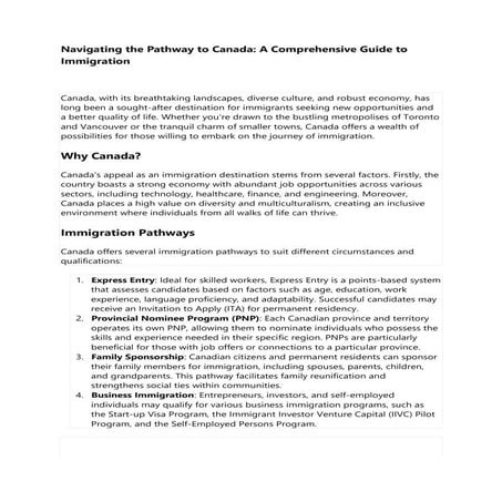 A Comprehensive Guide to Applying for Canada Immigration in 2024 | DOCX