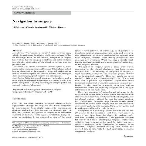 Navigation in Surgery