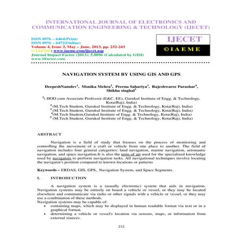 Navigation system by using gis and gps