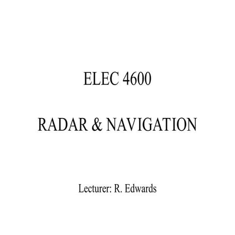 Radar and Navigation Radar Systems Yntroduction