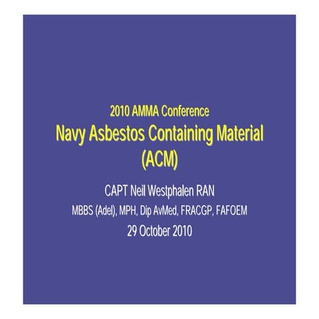 Navy asbestos containing material (acm)  Westphalen