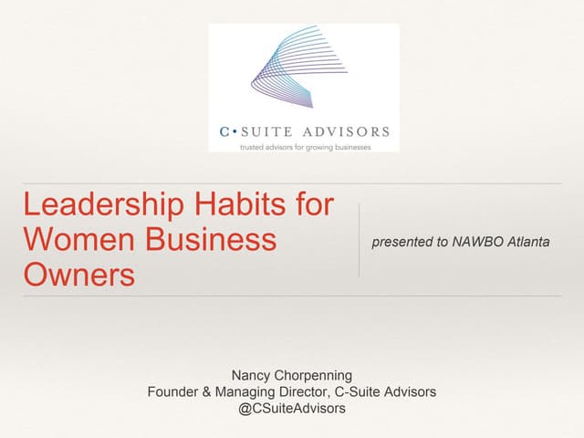 Leadership for Women Business Owners