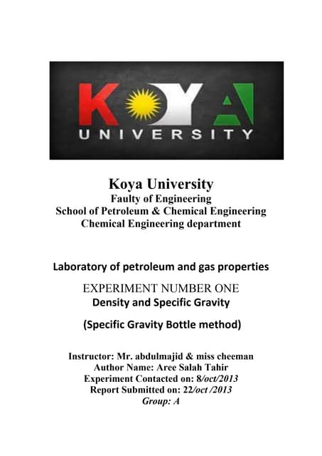 Exp. no.1 density and specific gravity by hydrometer and weight | PDF